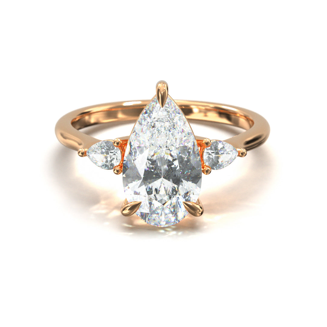 Pear Cut Trident Engagement Ring