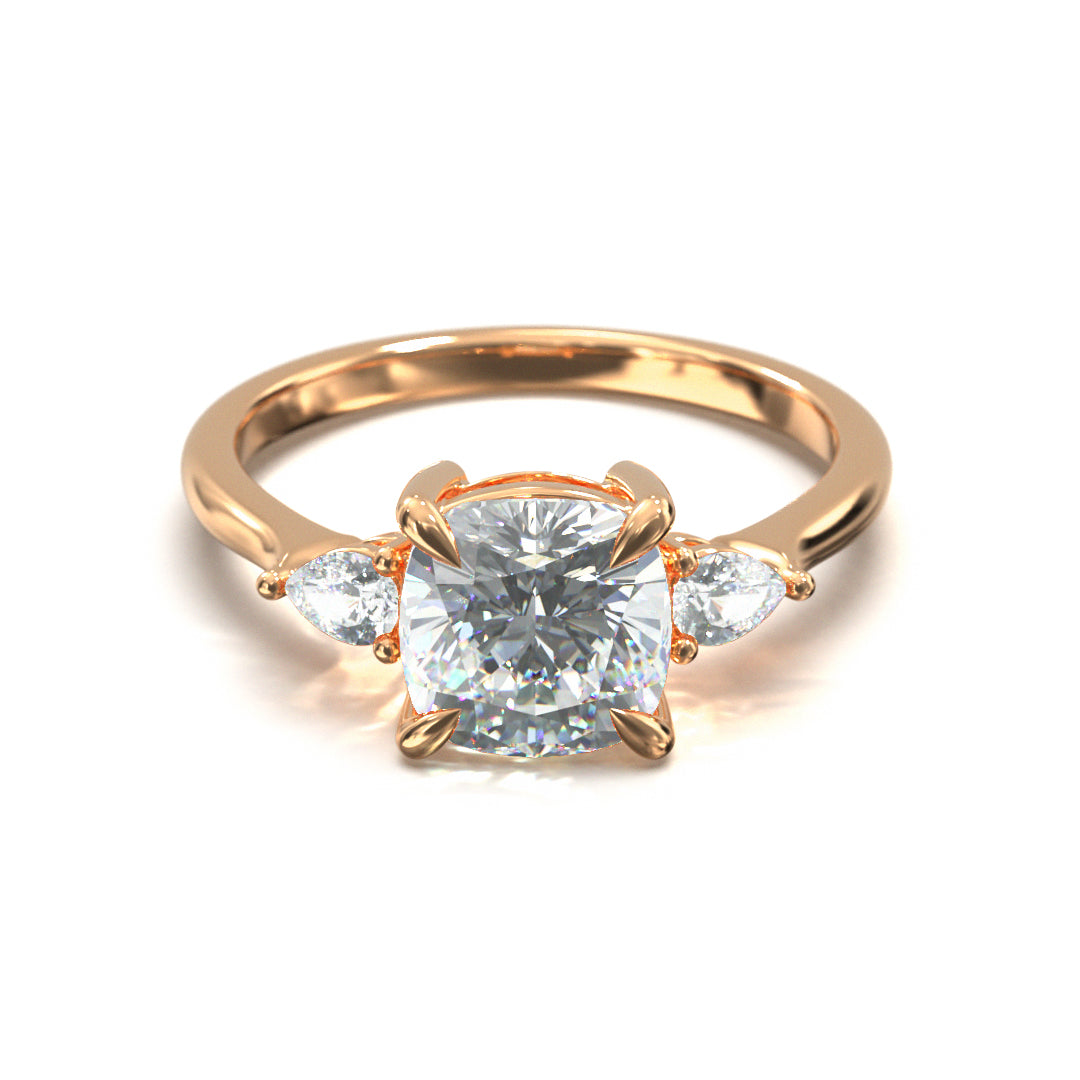 Cushion Cut Trident Engagement Ring