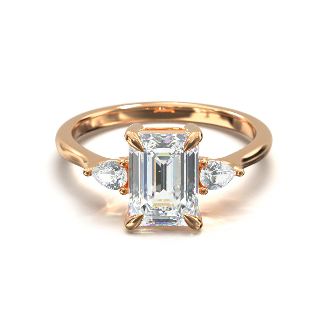Emerald Cut Trident Engagement Ring