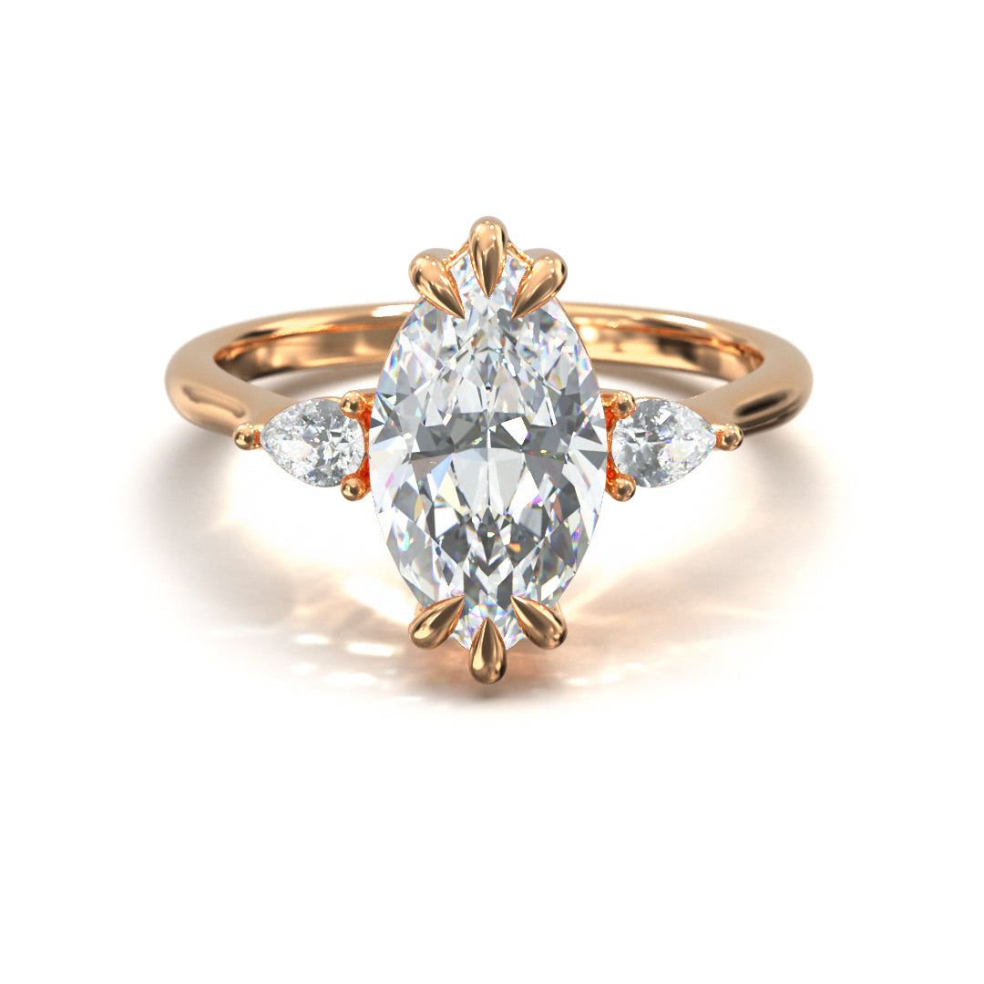 Marquise Cut Trident Engagement Ring