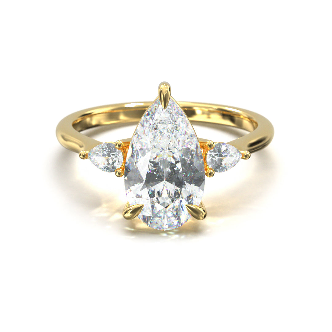 Pear Cut Trident Engagement Ring